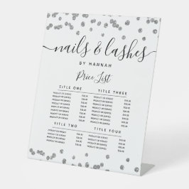 Silver Glitzer Confetti Salon Price Menü Sockelschild