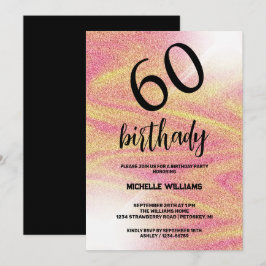 Silver Glitzer Coral Calligraphy Geburtstag Einladung