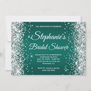 Silver Glitzer Dark Türkise Ombre Extravagant Mono Einladung