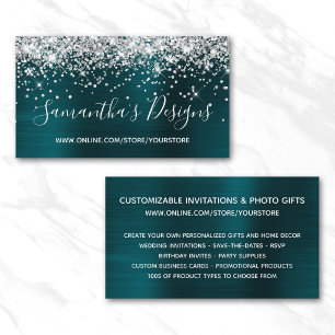 Silver Glitzer Dark Turquoise Foil Online Store Visitenkarte