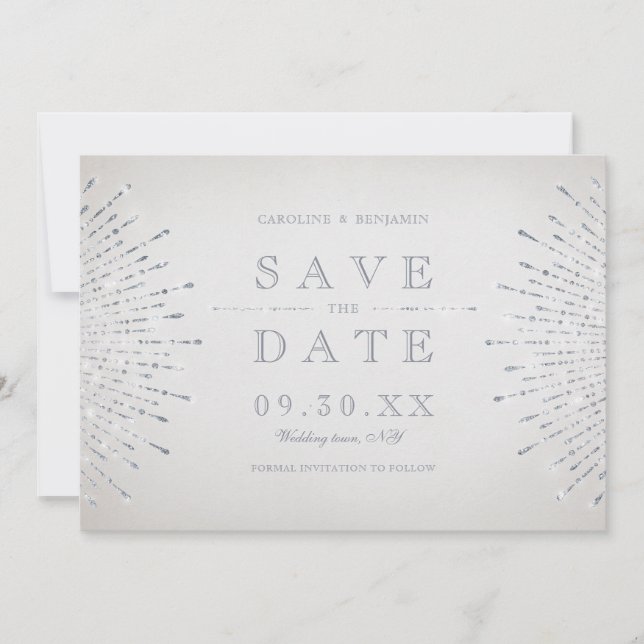 Silver Glitzer Deko Jahrgang Hochzeit Save the Dat Save The Date (Vorderseite)