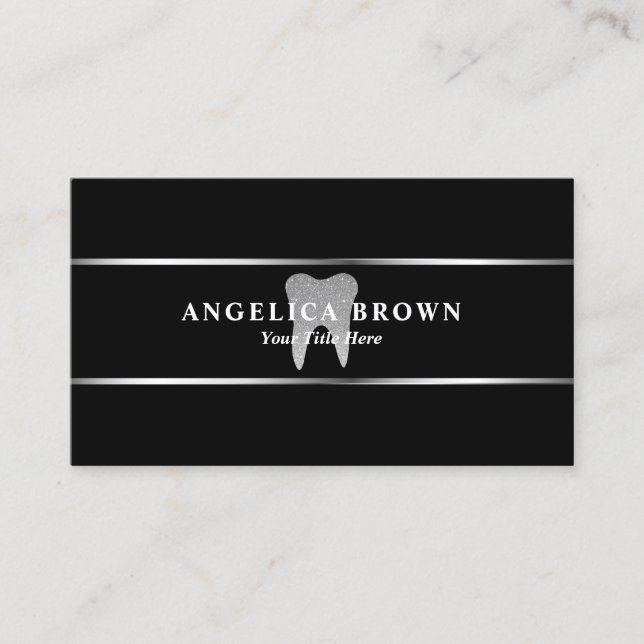 Silver Glitzer Dental Business Card Visitenkarte (Vorderseite)