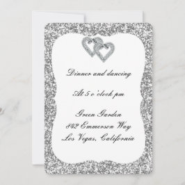 Silver Glitzer Diamond Hearts Empfang Card Einladung