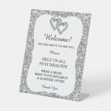 Silver Glitzer Diamond Hearts Wedding Safety
