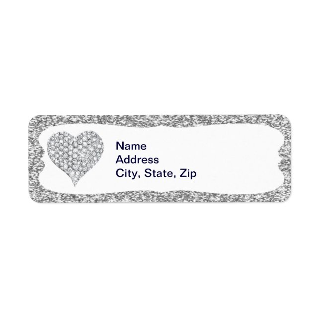 Silver Glitzer Diamond Herd Address Labels (Vorne)