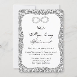Silver Glitzer Diamond Infinity Bridesmaid Card Einladung