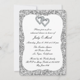 Silver Glitzer Diamond Probe Abendessen Einladung