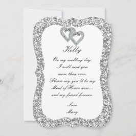 Silver Glitzer Diamond Trauzeugin Card Einladung