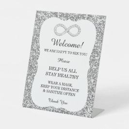 Silver Glitzer Diamond Unendlichkeit Hochzeitssich Sockelschild