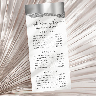 Silver Glitzer Diamonds Glam Service Price Werbekarte