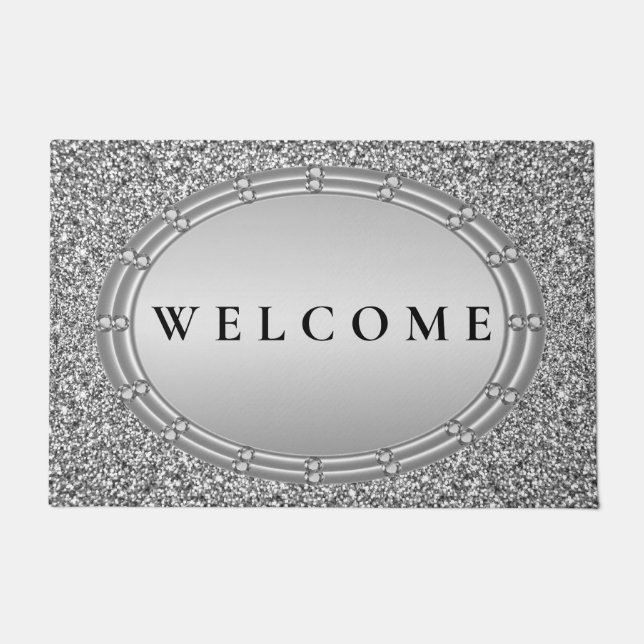 Silver Glitzer Doormat Fußmatte (Vorderseite)