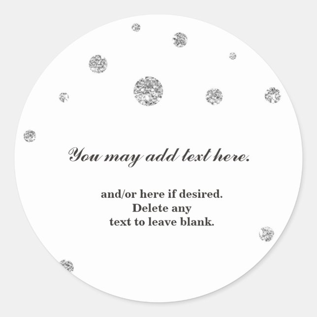 Silver Glitzer Dots White Wedding Bridal Sticker (Vorderseite)