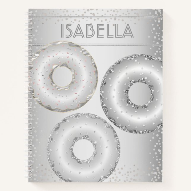 Silver Glitzer doughnut nennen moderne trendige Gi Notizbuch (Vorderseite)