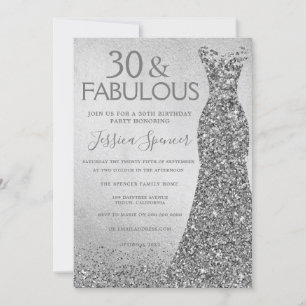 Silver Glitzer Dress 30 & fabelhafte 30. Geburtsta Einladung