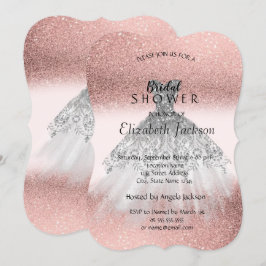 Silver Glitzer Dress Rose Gold Brautparty Einladung
