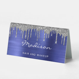 Silver Glitzer Dripping Blue Metallic Business Tischaufsteller