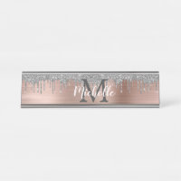 Silver Glitzer Driving Rose Gold Metal Monogram