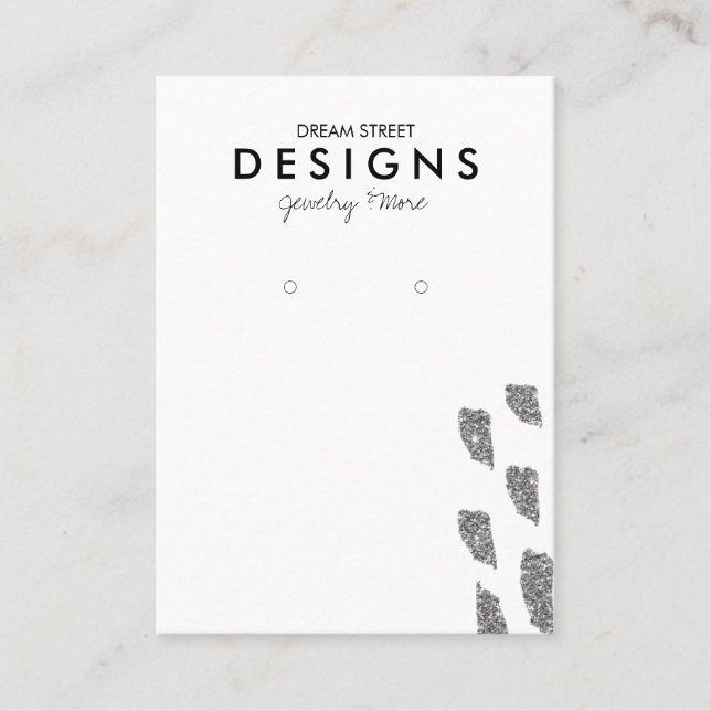 Silver Glitzer Earring Display Card Visitenkarte (Vorderseite)