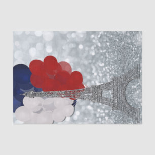 Silver Glitzer Eiffel Tower Red White Blue Party Seidenpapier