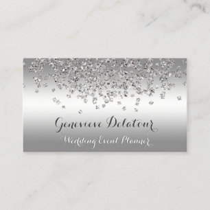 Silver Glitzer Eleganter Platinum Event Planner Visitenkarte