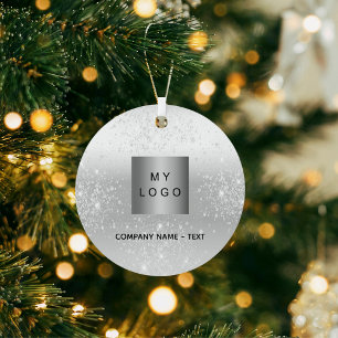 Silver Glitzer - elegantes Firmenlogo Ornament Aus Metall