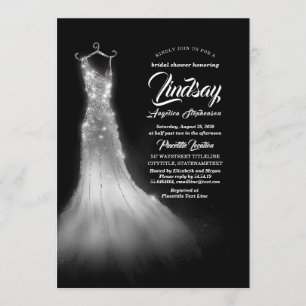 Silver Glitzer Elegantes Kleid Schwarzes Brautpart Einladung