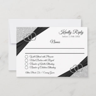 Silver Glitzer Enclosure Card RSVP Karte