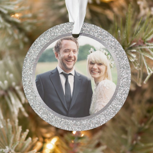 Silver & Glitzer Erstes Verheiratetes Weihnachtsfe Ornament (Baum)
