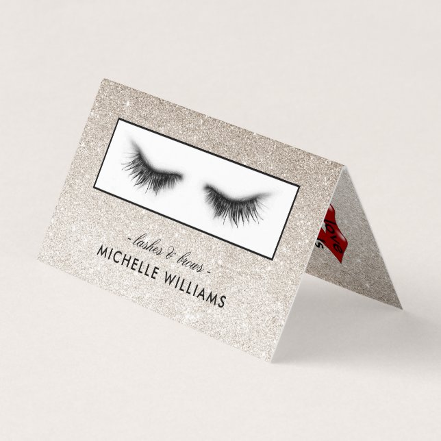 Silver Glitzer Eyelashes AfterCare Referral Visitenkarten (Vorderseite)