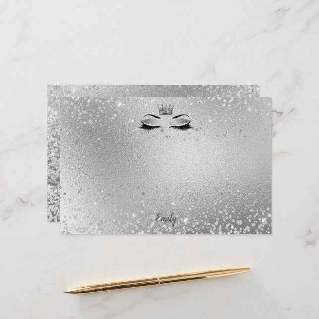 Silver Glitzer Eyes Matching Stationery Briefpapier (Vorderseite/Rückseite Beispiel)