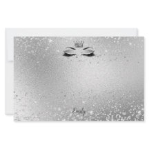 Silver Glitzer Eyes Matching Stationery