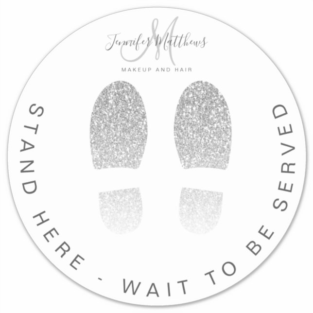 Silver Glitzer Feet Salon COVID Soziale Distanz Aufkleber (Vorderseite)
