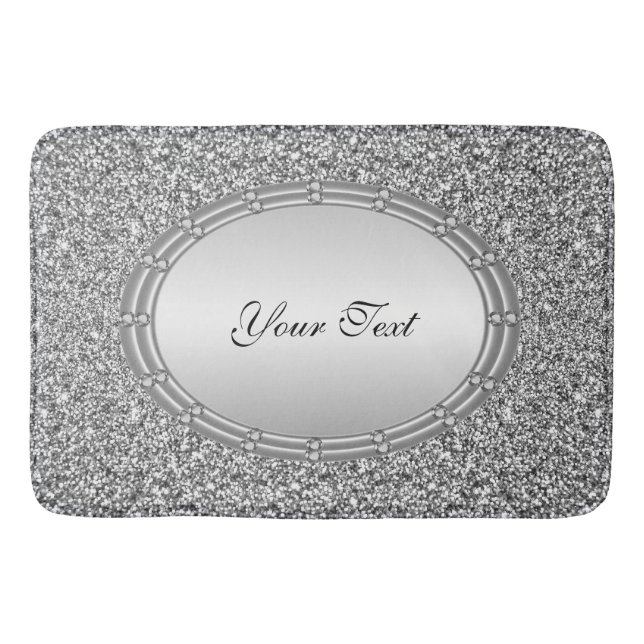 Silver Glitzer Frame Bath Mat Badematte (Vorderseite)