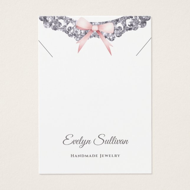 Silver Glitzer Frame Bug Halskette Display Karte (Vorderseite)