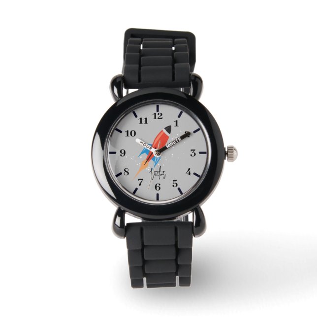 Silver-Glitzer für die Raumfahrt von Raketen Armbanduhr (Vorderseite)