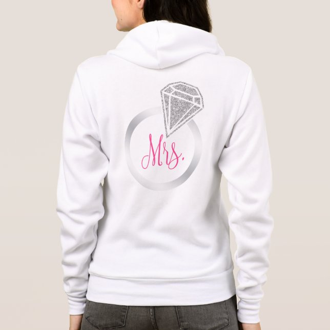 Silver Glitzer Girly Bride Mrs. Wedding Women's Hoodie (Rückseite)