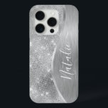 Silver Glitzer Glam Bling Personalisiert Metallic Case-Mate iPhone Hülle<br><div class="desc">Dieses silber gebürstete Metall und glamouröse Imitate Glitzer gemustert Handy Gehäuse mit Ihrem eigenen individuelle Name leicht personalisieren.</div>