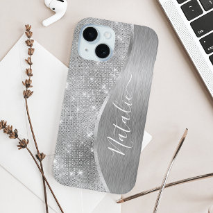 Silver Glitzer Glam Bling Personalisiert Metallic Case-Mate iPhone Hülle
