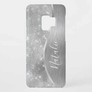 Silver Glitzer Glam Bling Personalisiert Metallic Case-Mate Samsung Galaxy S9 Hülle
