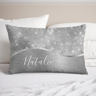 Silver Glitzer Glam Bling Personalisiert Metallic Kissenbezug