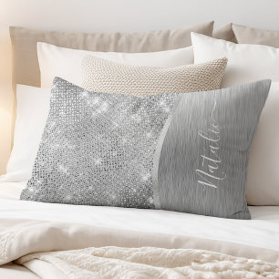 Silver Glitzer Glam Bling Personalisiert Metallic Kissenbezug