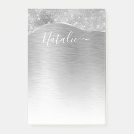 Silver Glitzer Glam Bling Personalisiert Metallic Post-it Klebezettel