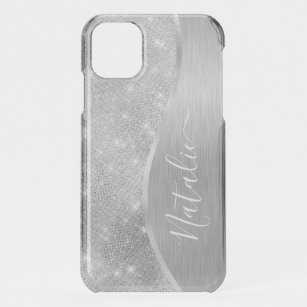 Silver Glitzer Glam Bling Personalisiert Metallic iPhone 11 Hülle