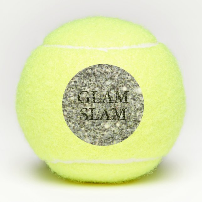 Silver Glitzer Glam Slam Tennisbälle (Vorderseite)