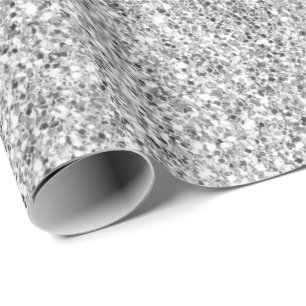 Silver Glitzer Glitz Geschenkpapier