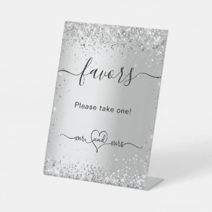 Silver Glitzer Glitzern Hochzeitsgast bevorzugt Sockelschild
