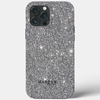 Silver Glitzer Gradient Individuelle Name Case-Mate iPhone Hülle