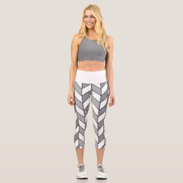 Silver Glitzer Grau Herringbone Zickzack Capri Leggings