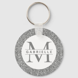 Silver Glitzer Gray Initials Name Schlüsselanhänge Schlüsselanhänger