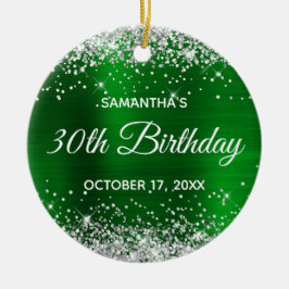 Silver Glitzer Green Foil 30. Geburtstag Keramik Ornament